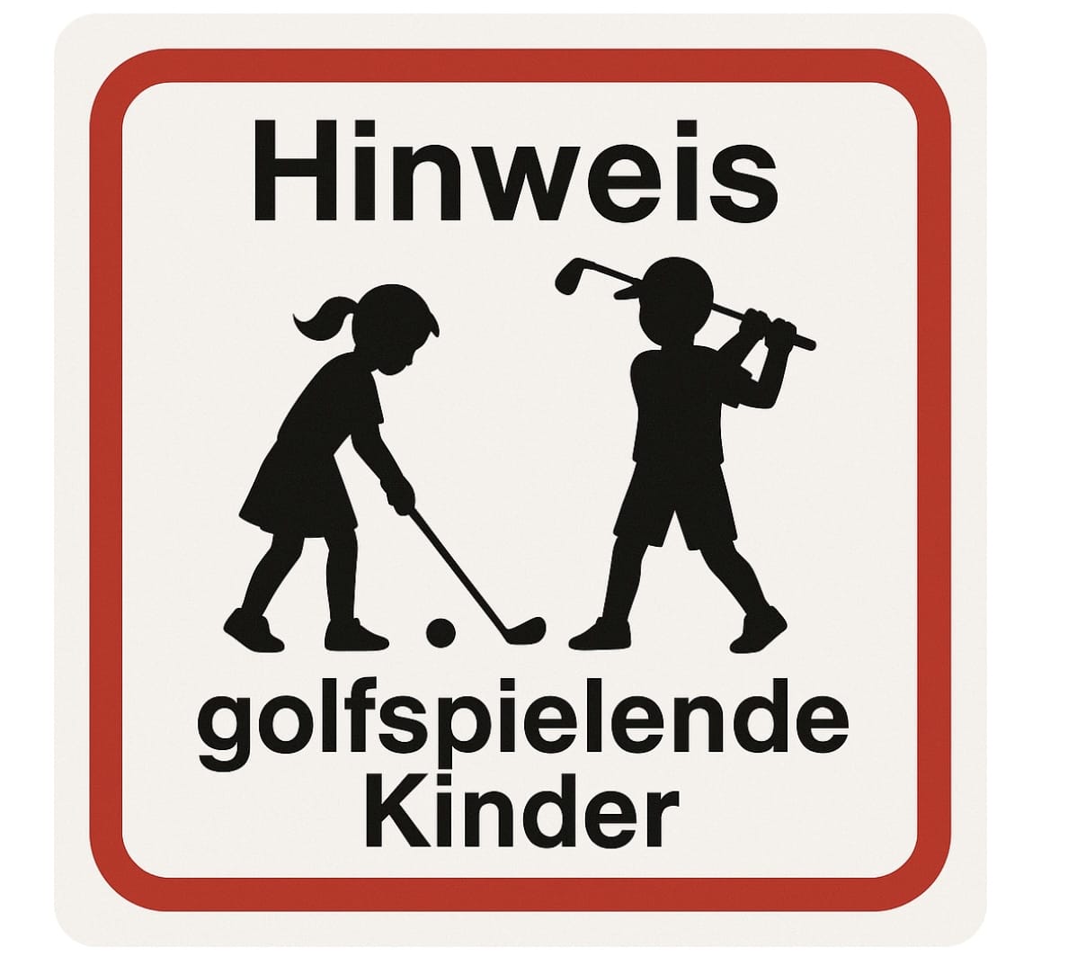 Hinweis golfspielende Kinder