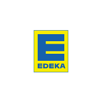 Das EDEKA-Logo, ein gelbes Rechteck mit einem großen blauen E in der Mitte und dem Schriftzug EDEKA darunter.