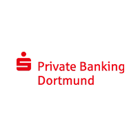 Logo der Sparkasse mit der Aufschrift "Private Banking Dortmund" in roter Farbe auf weißem Hintergrund.